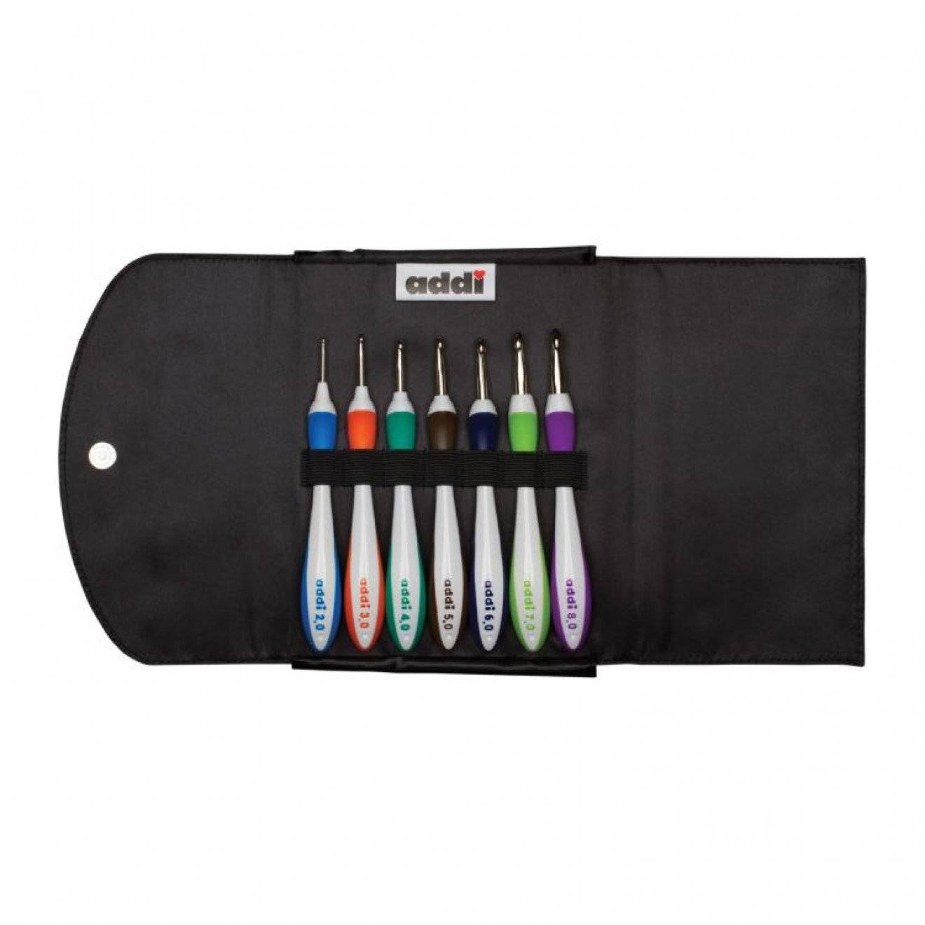 addi-Swing Etui schwarz Häkelnadeln ALU 2,00-8,00 mm sortiert 16 cm 7 St