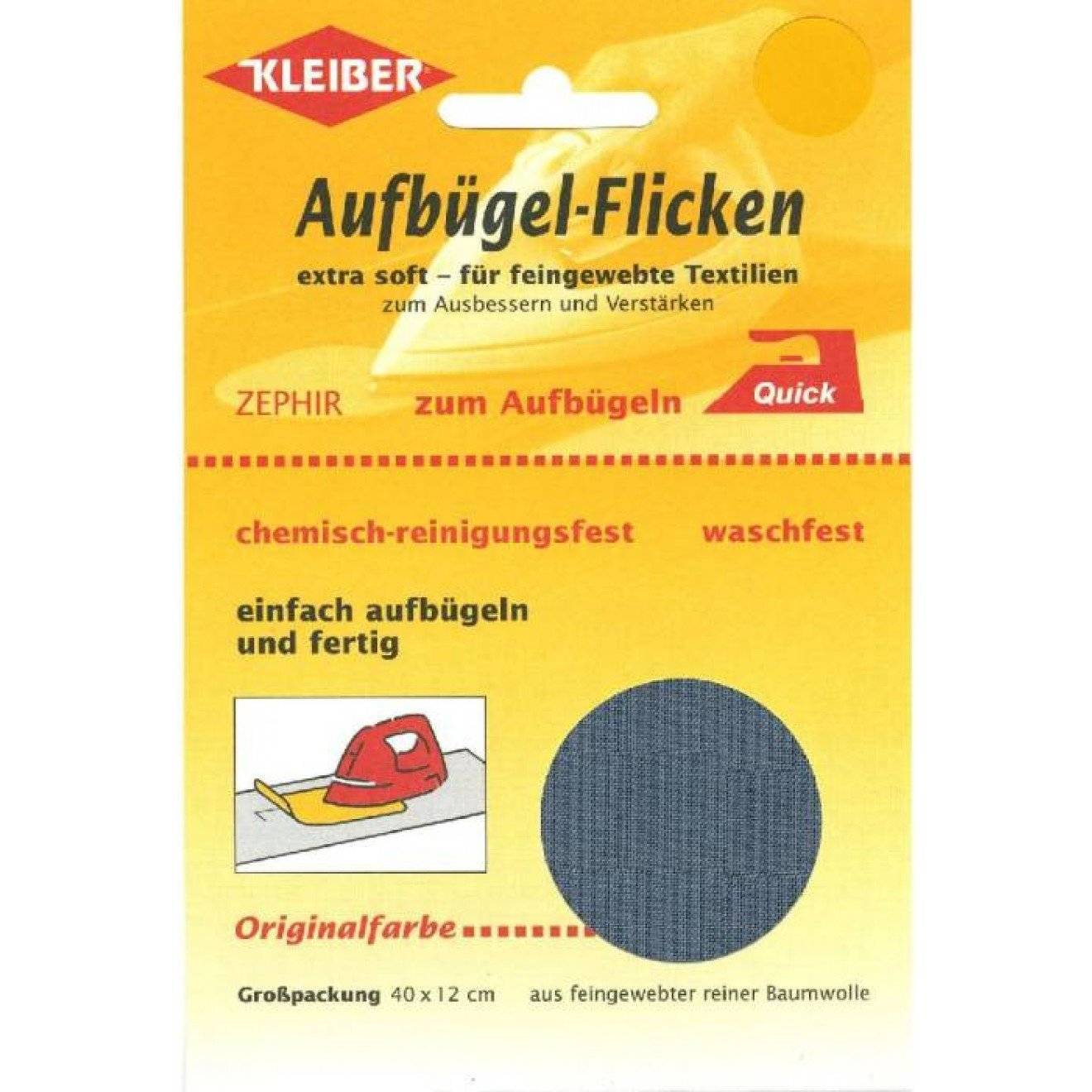 Zephir Aufbügel-Flicken ca. 40x12 cm 09 hellblau
