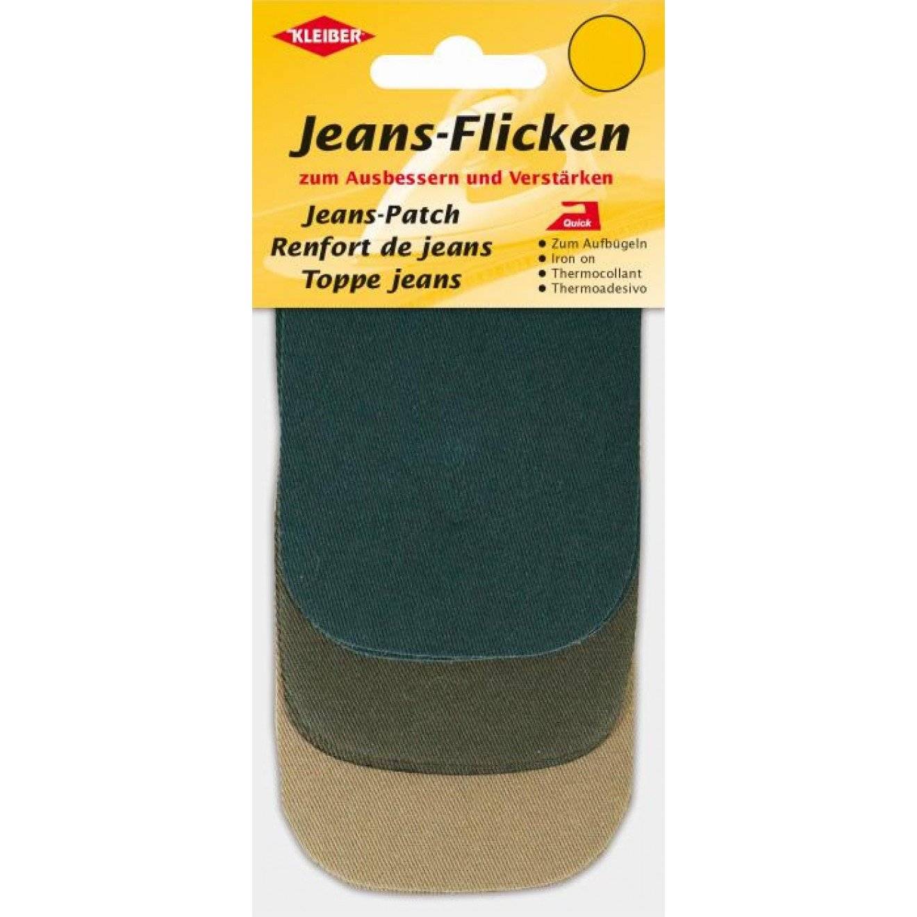 Jeans-Flecken mini ca. 9x7 cm 02 grün, oliv, beige 3 St