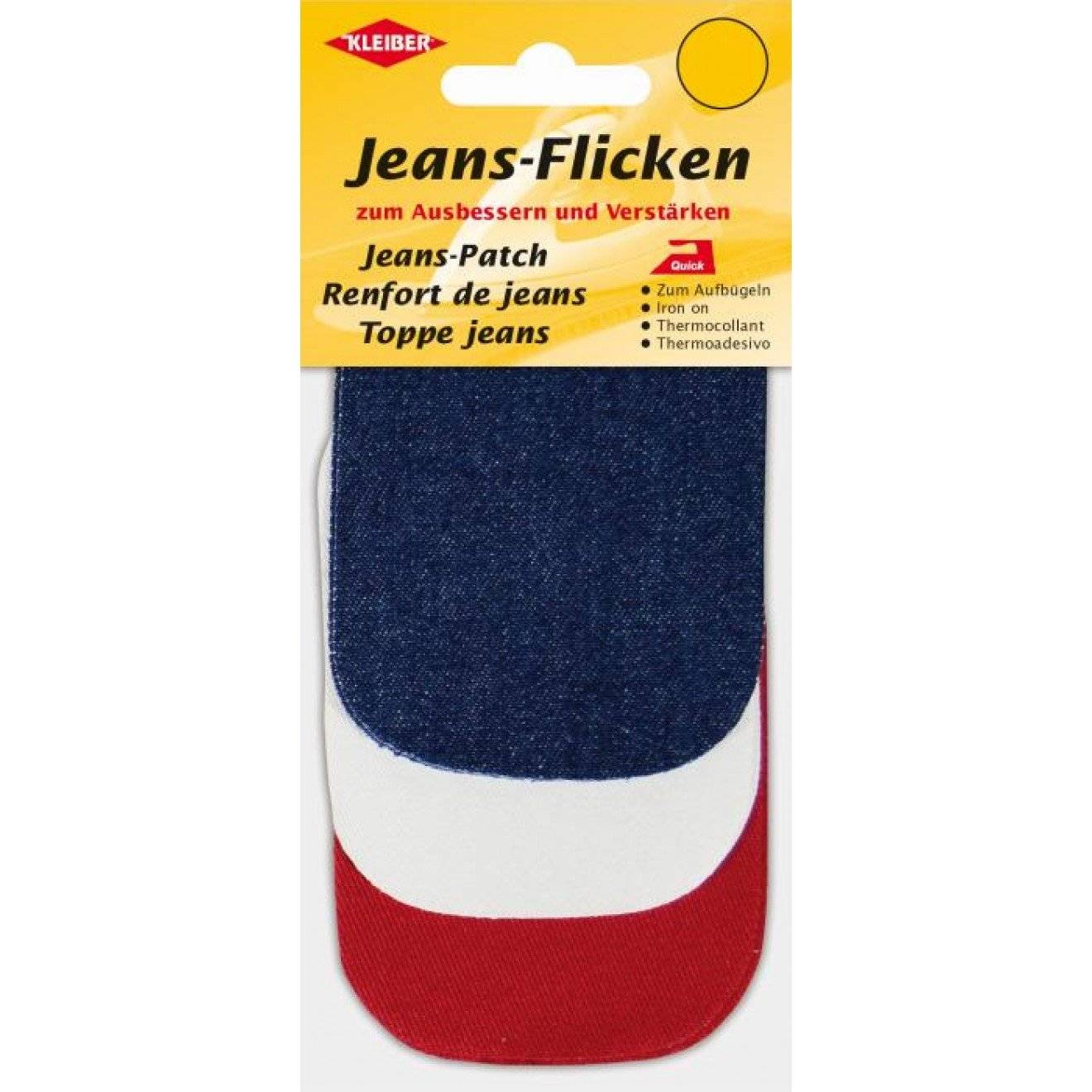 Jeans-Flecken mini ca. 9x7 cm 03 dunkelblau, weiß, rot 3 St