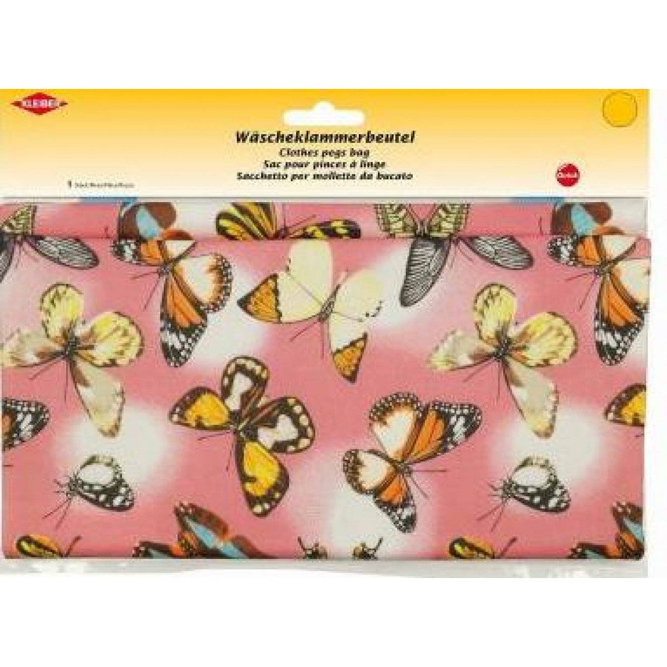 Wäscheklammerbeutel Schmetterlinge ca. 27,5x29 cm rosa