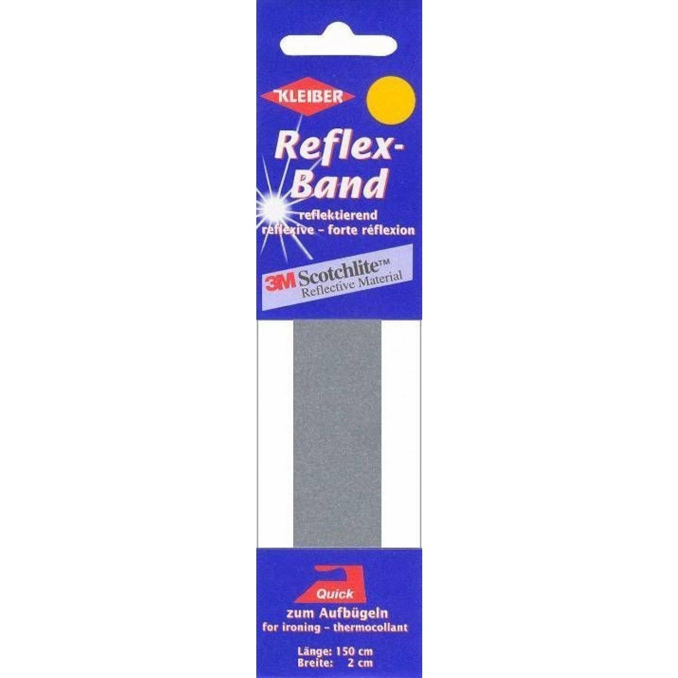 Reflexband 2 cm zum Aufbügeln 2 cm 10 silber 150 cm 1,50 m