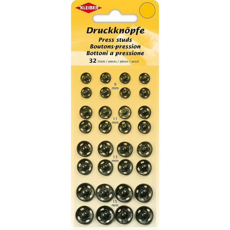 KLEIBER Druckknöpfe, Metall, schwarz, verschiedene Größen