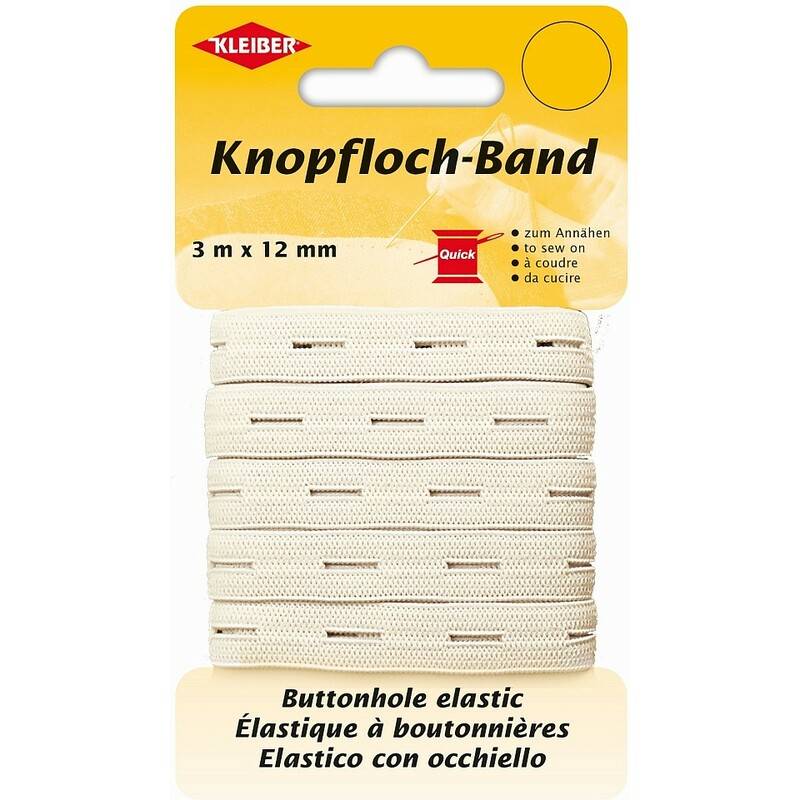 KLEIBER Knopflochband, 12 mm x 3 m, weiß