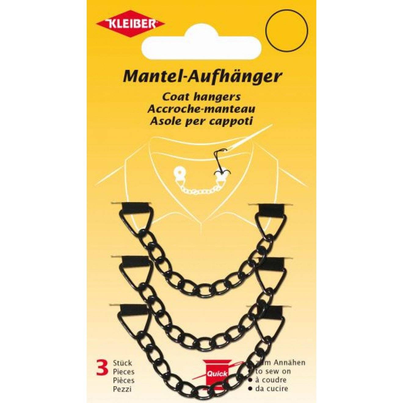 Mantel-Aufhänger zum Annähen ca. 8,3x1,1 cm 30 schwarz 3 St
