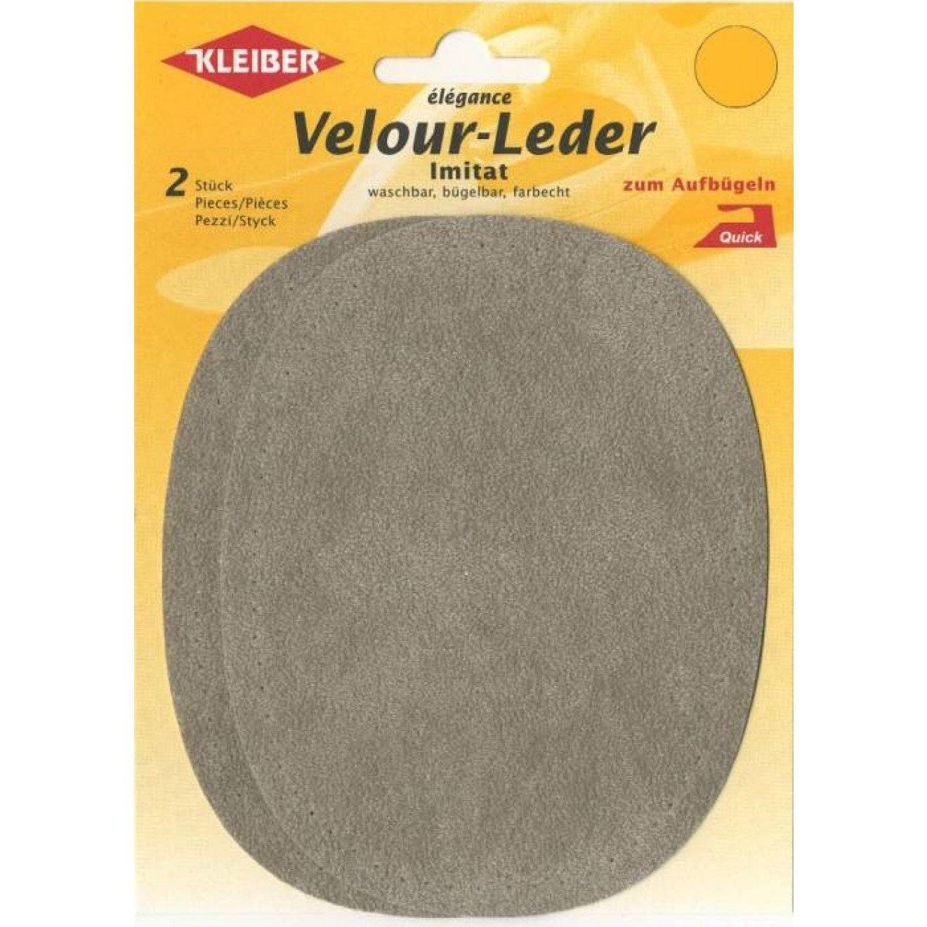 Velour-Leder Imitat Flecken ca. 13x10 cm 01 mittelgrau 2 St