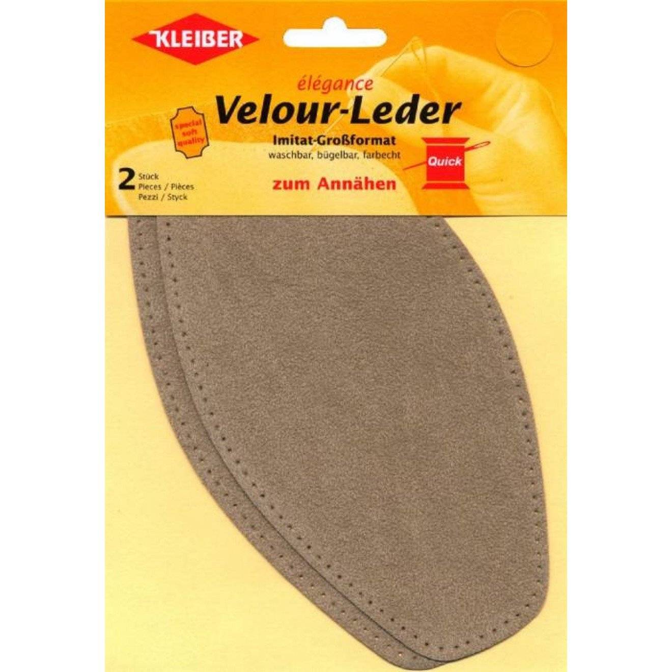 Velour-Leder-Imitat groß ca. 18,5x9,5 cm 02 beige 2 St