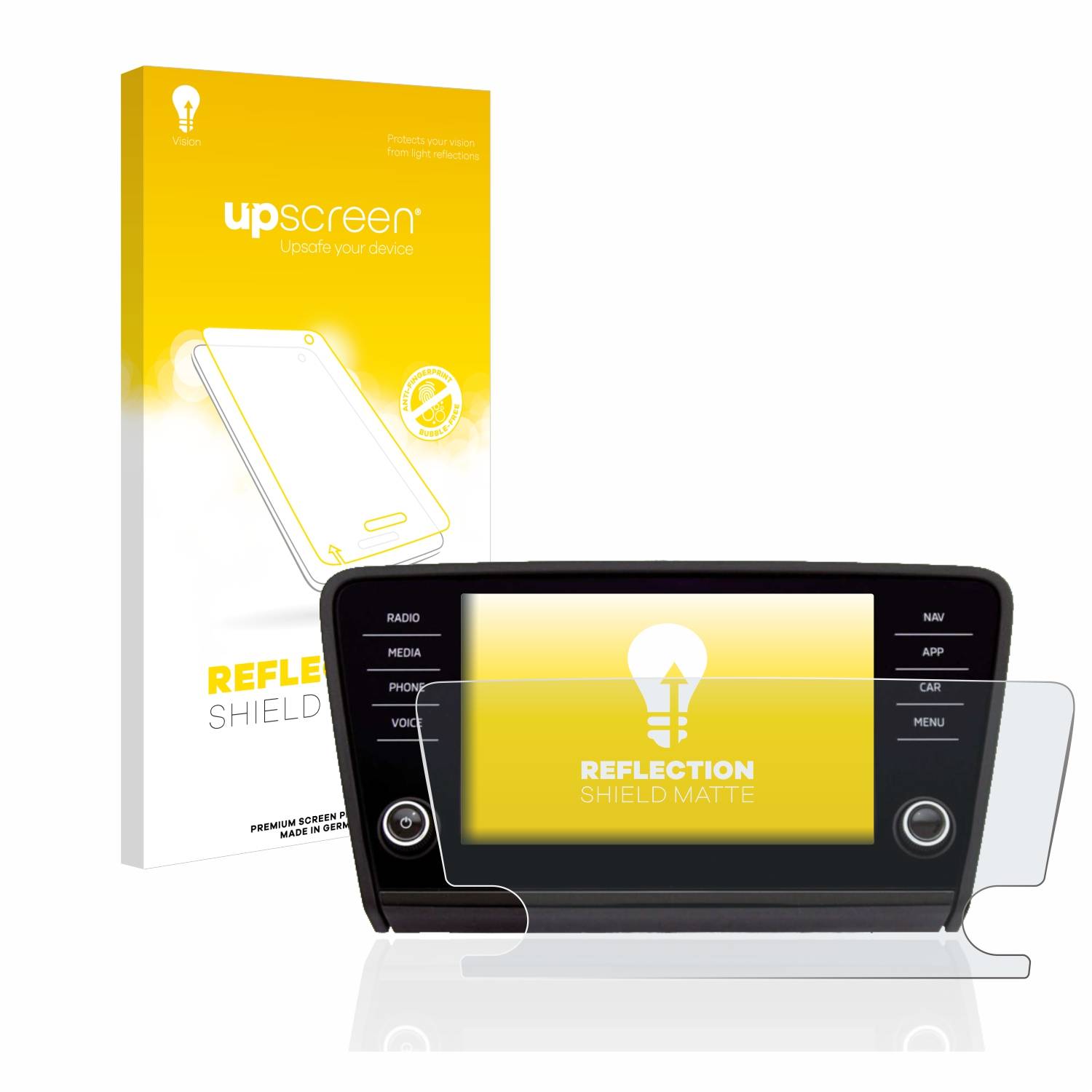 upscreen Reflection Shield Matt Schutzfolie für Skoda Octavia 2017 Infotainment System