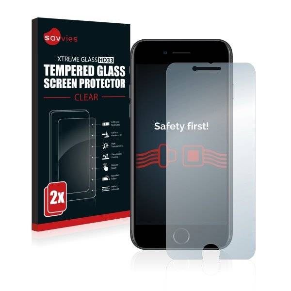 2x Savvies® Xtreme Glass HD33 Panzerglasfolie für Apple iPhone 7