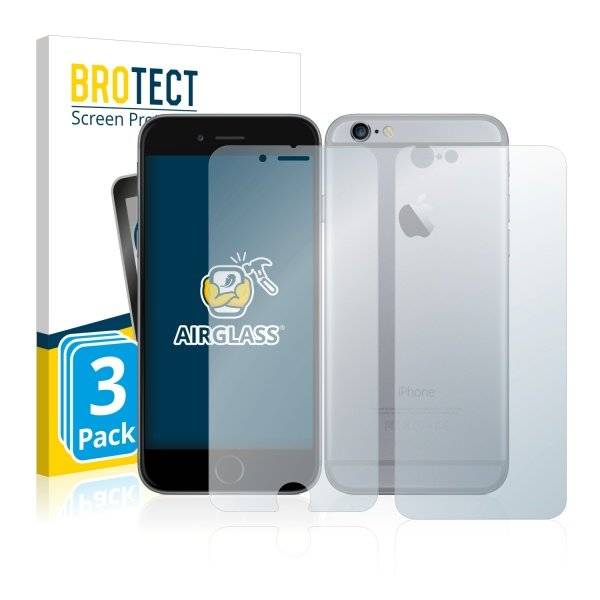 3x Panzerglasfolie Klar für Apple iPhone 6 (Vorder + Rückseite)