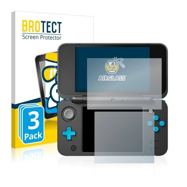 3x Panzerglasfolie Klar für Nintendo 2DS XL