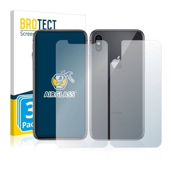 3x Panzerglasfolie Klar für Apple iPhone X (Vorder + Rückseite)
