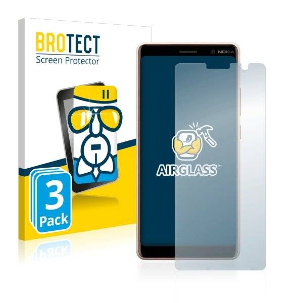 3x Panzerglasfolie Klar für Nokia 7 Plus