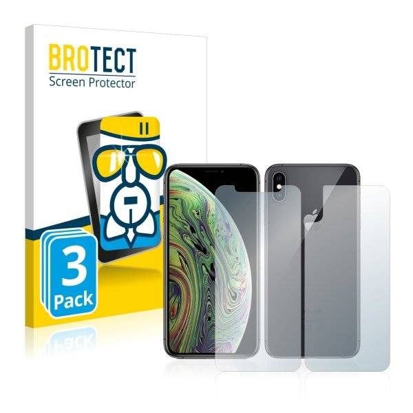 3x Panzerglasfolie Klar für Apple iPhone Xs (Vorder + Rückseite)
