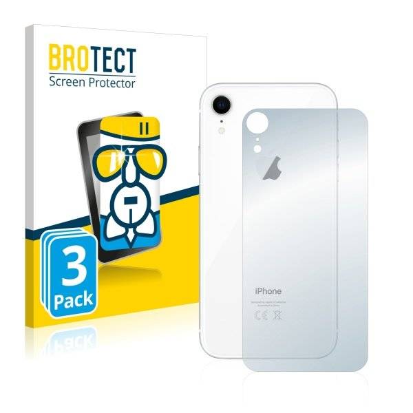 3x Panzerglasfolie Klar für Apple iPhone XR (Rückseite)