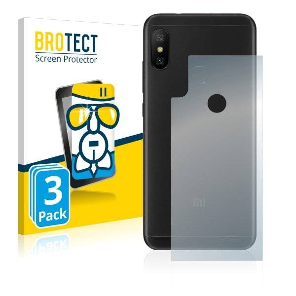 3x Panzerglasfolie Klar für Xiaomi Mi A2 Lite (Rückseite)