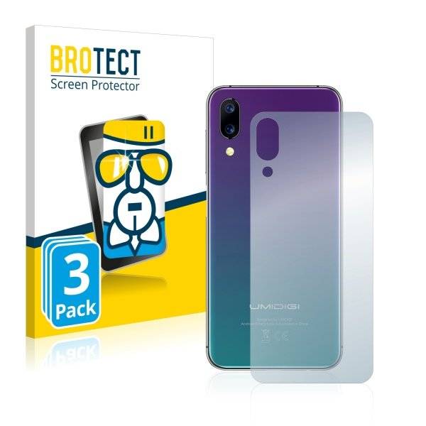 3x Panzerglasfolie Klar für Umidigi One (Rückseite)