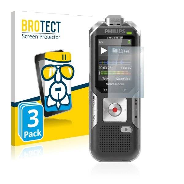 3x Panzerglasfolie Klar für Philips VoiceTracer DVT6010