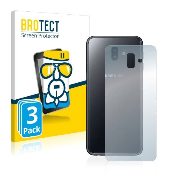 3x Panzerglasfolie Klar für Samsung Galaxy J6 Plus (Rückseite)