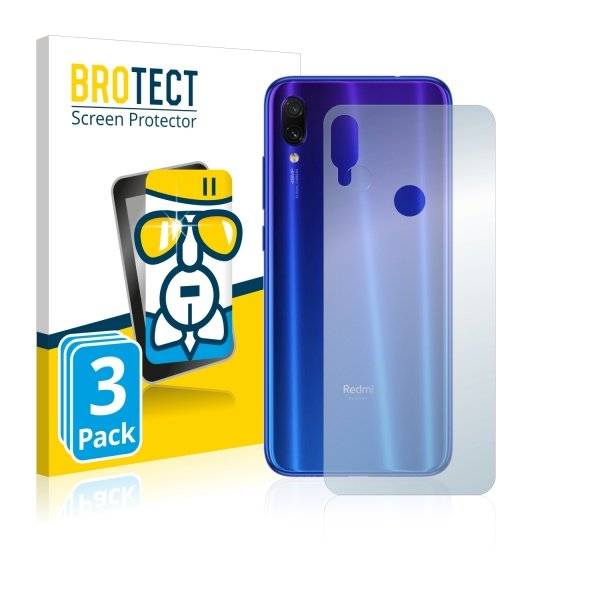 3x Panzerglasfolie Klar für Xiaomi Redmi Note 7 (Rückseite)