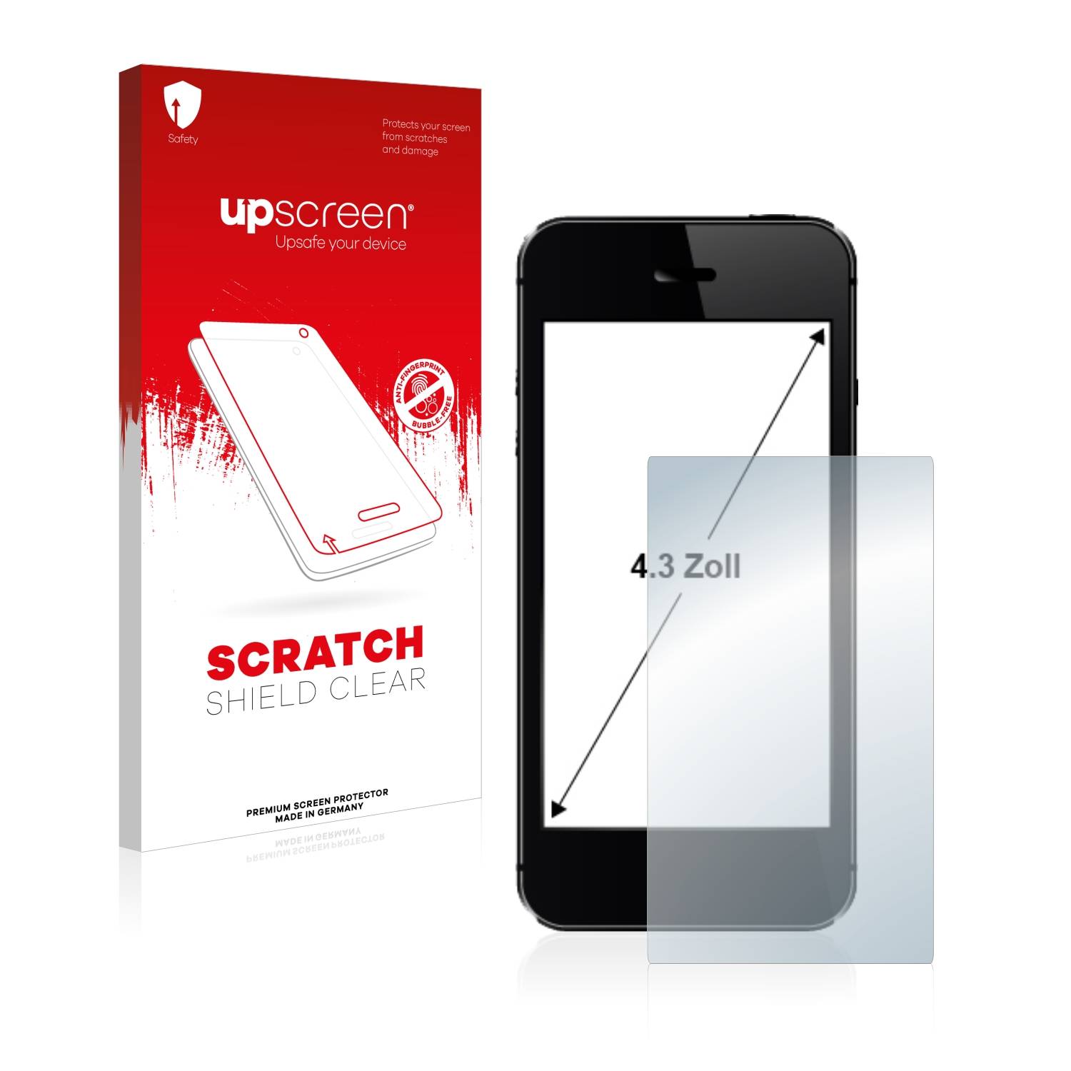 upscreen Scratch Shield Schutzfolie für Smartphones und Handys mit 4.3 Zoll Displays [96.5 mm x 55.3 mm, 16:9]