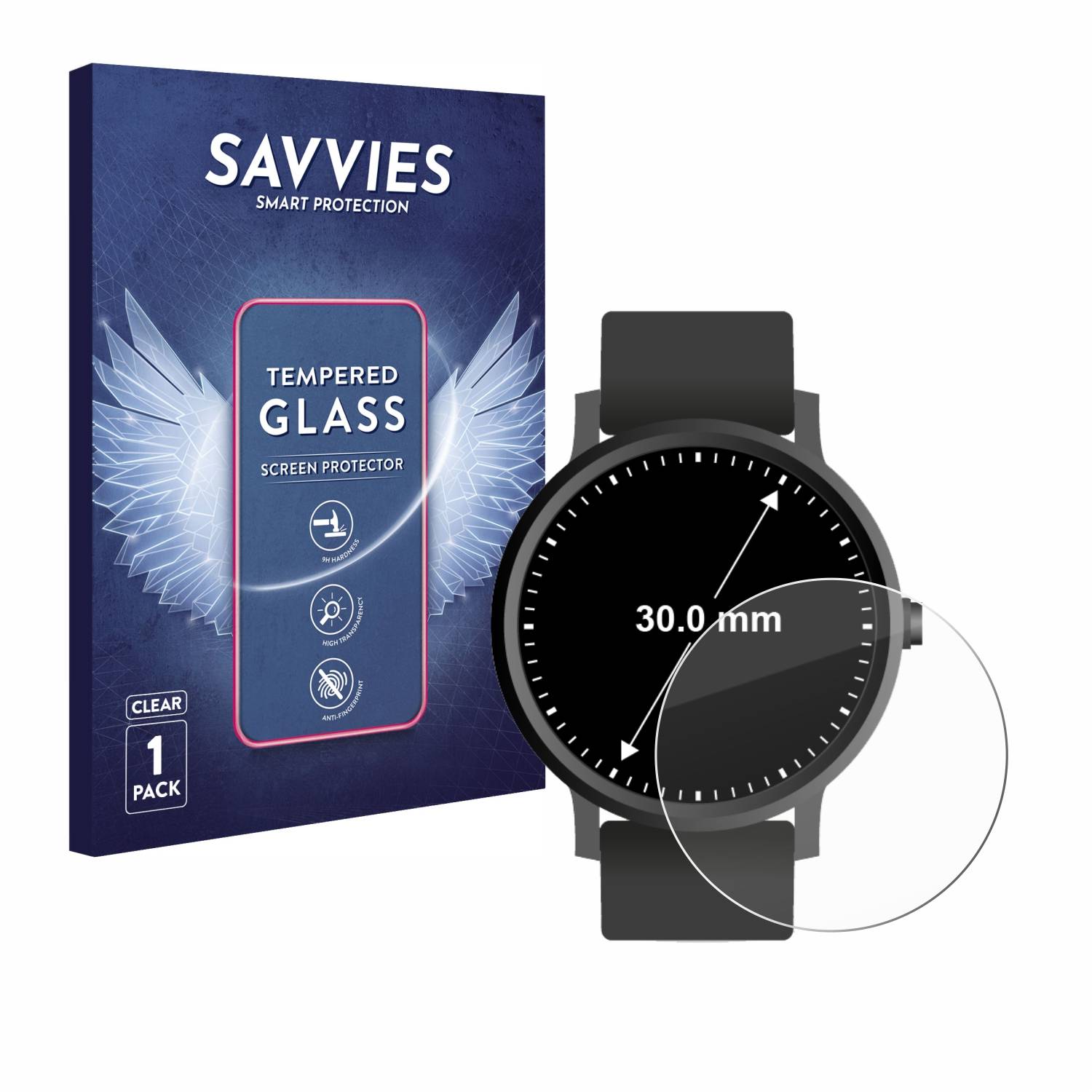 Savvies Clear Panzerglas für Armbanduhren (Kreisrund, ø: 30 mm)