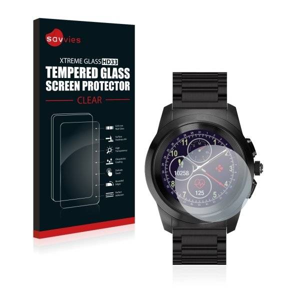 Savvies® Xtreme Glass HD33 Clear Panzerglasfolie für MyKronoz ZeTime Elite Regular (44 mm)