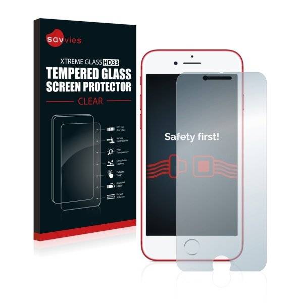 Savvies® Xtreme Glass HD33 Clear Panzerglasfolie für Apple iPhone 7 Red