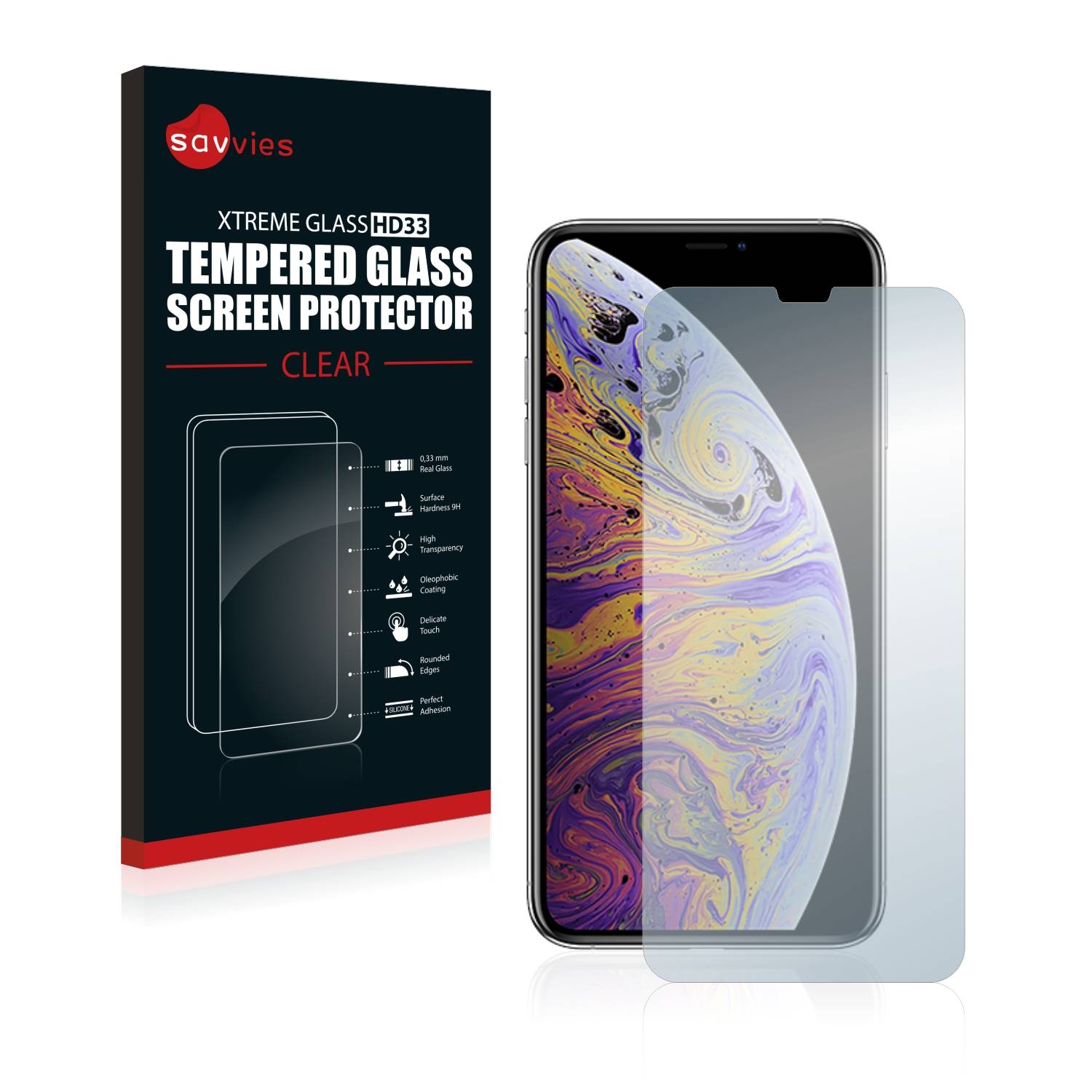 Savvies Clear Panzerglas für Apple iPhone Xs Max