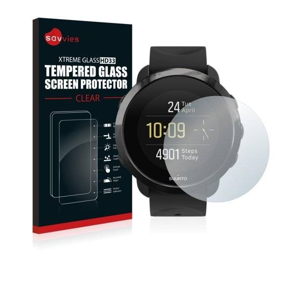 Savvies® Xtreme Glass HD33 Clear Panzerglasfolie für Suunto 3 Fitness