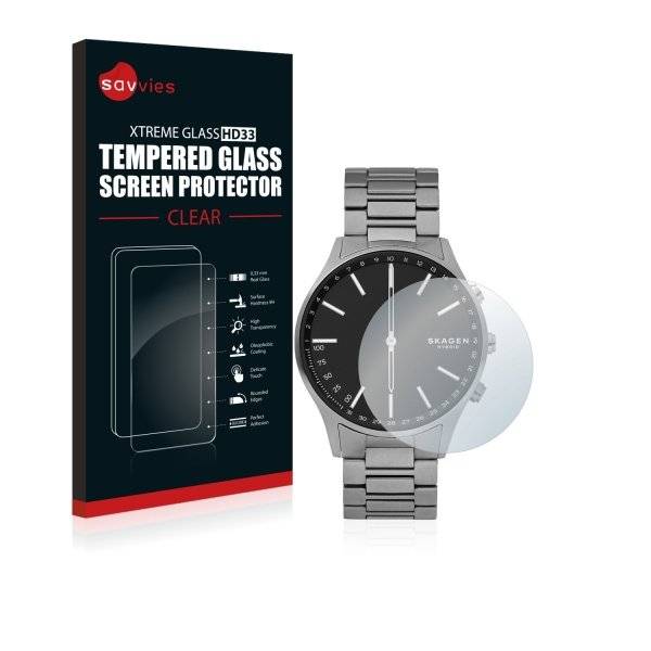 Savvies® Xtreme Glass HD33 Clear Panzerglasfolie für Skagen Hybrid Smartwatch Holst