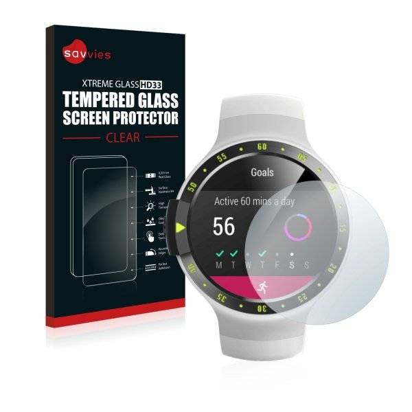 Savvies® Xtreme Glass HD33 Clear Panzerglasfolie für Mobvoi Ticwatch S Glacier