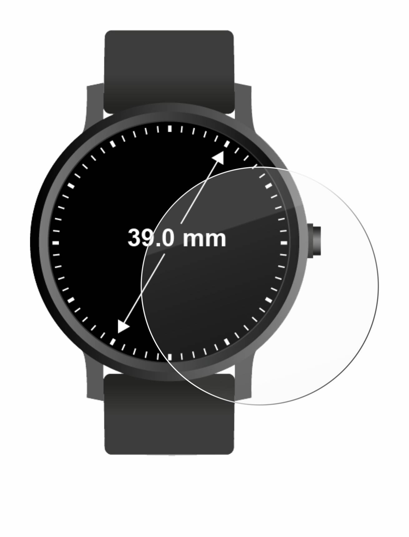 BROTECT AirGlass Glas Panzer-Folie für Armbanduhren (Kreisrund, ø: 39 mm) - Schutzglas