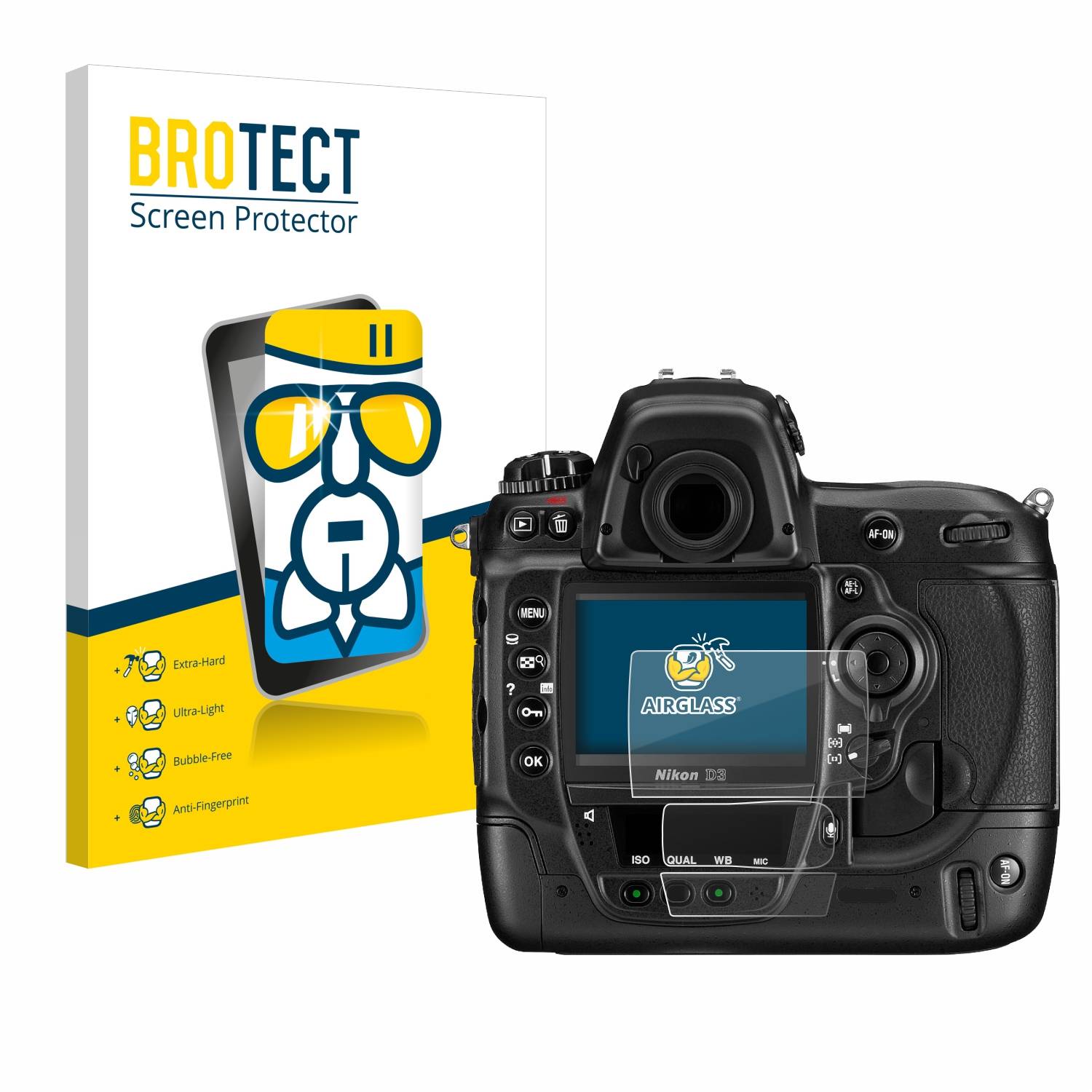 BROTECT AirGlass Glas Panzer-Folie für Nikon D3 - Schutzglas
