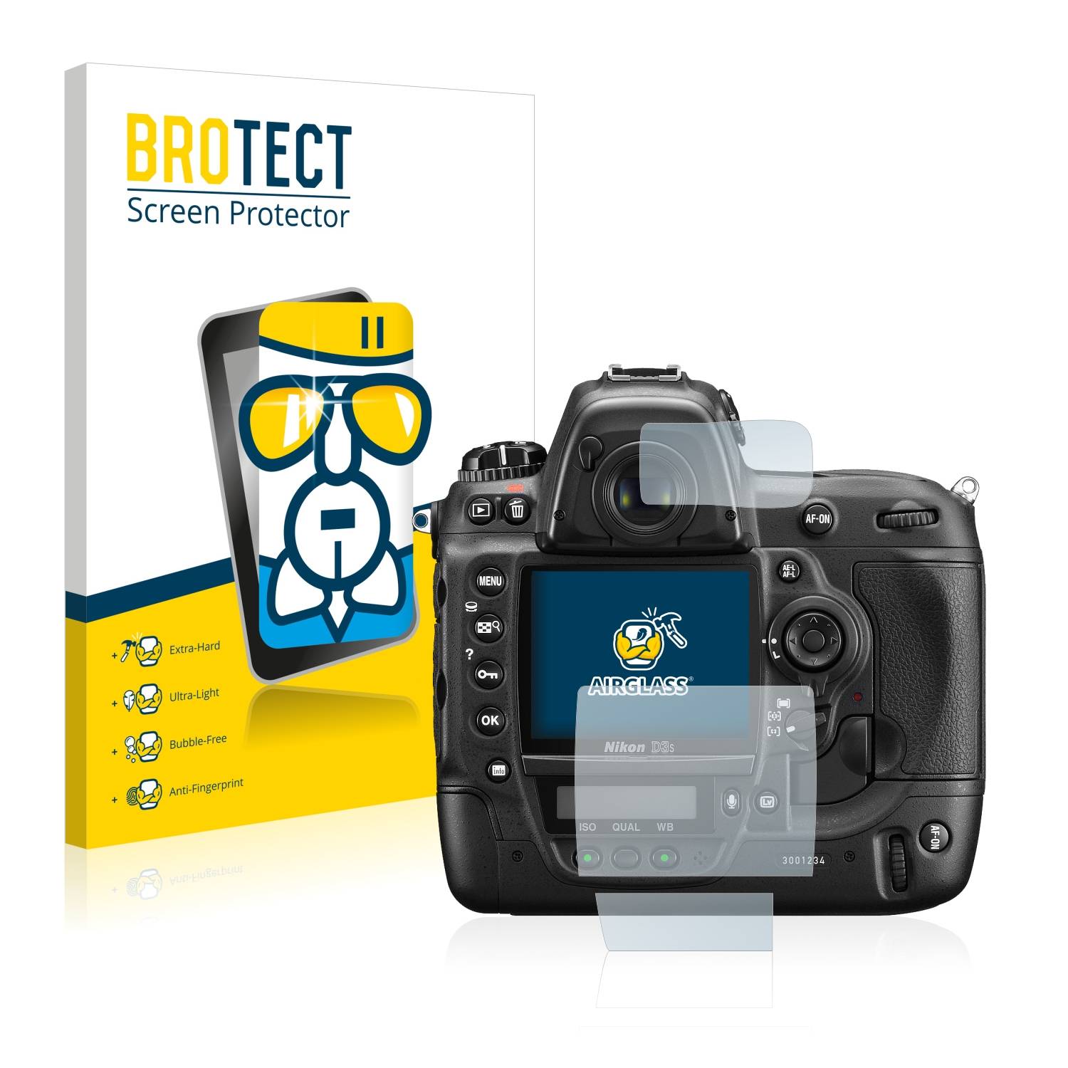 BROTECT AirGlass Glas Panzer-Folie für Nikon D3S - Schutzglas