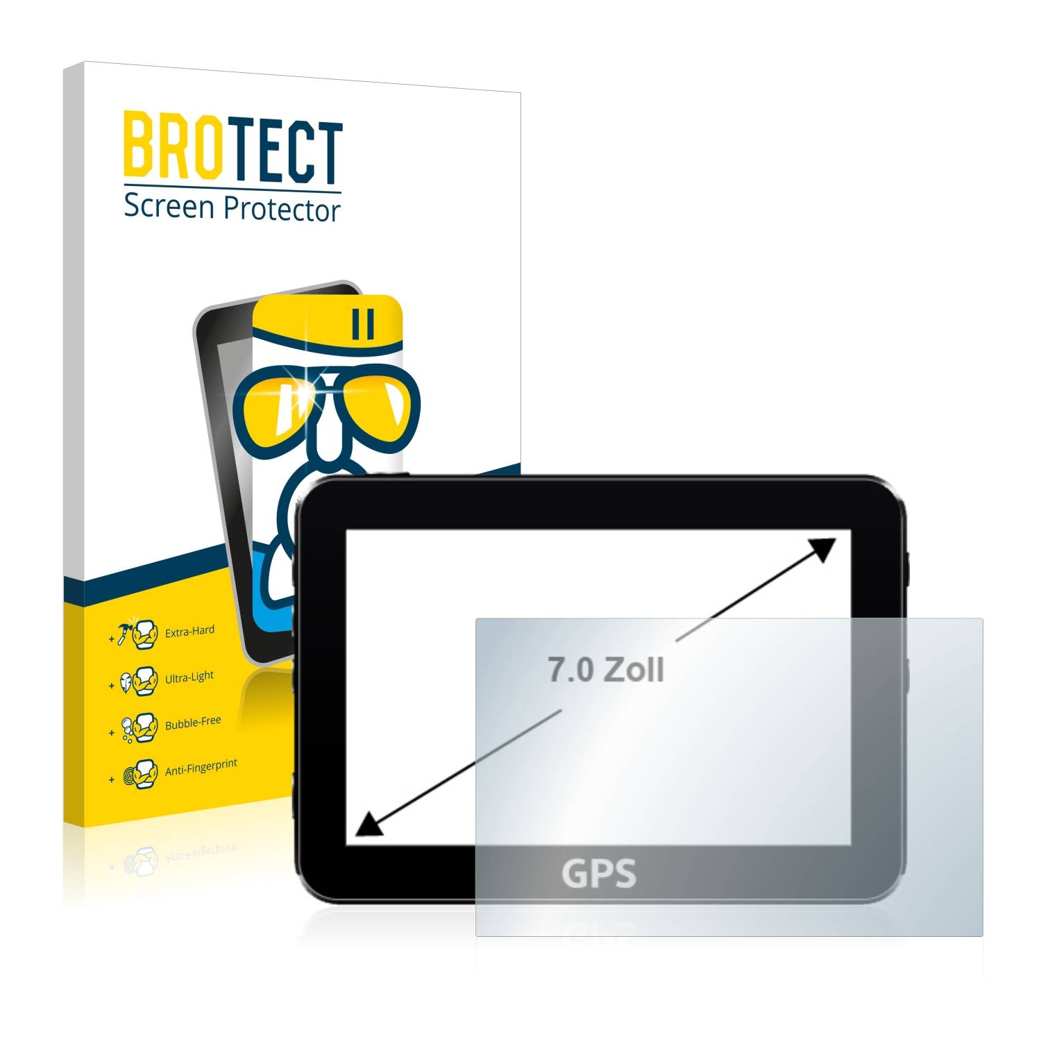 BROTECT AirGlass Glas Panzer-Folie für Navigation mit 7 Zoll Displays [152.5 mm x 91.5 mm, 15:9] - Schutzglas