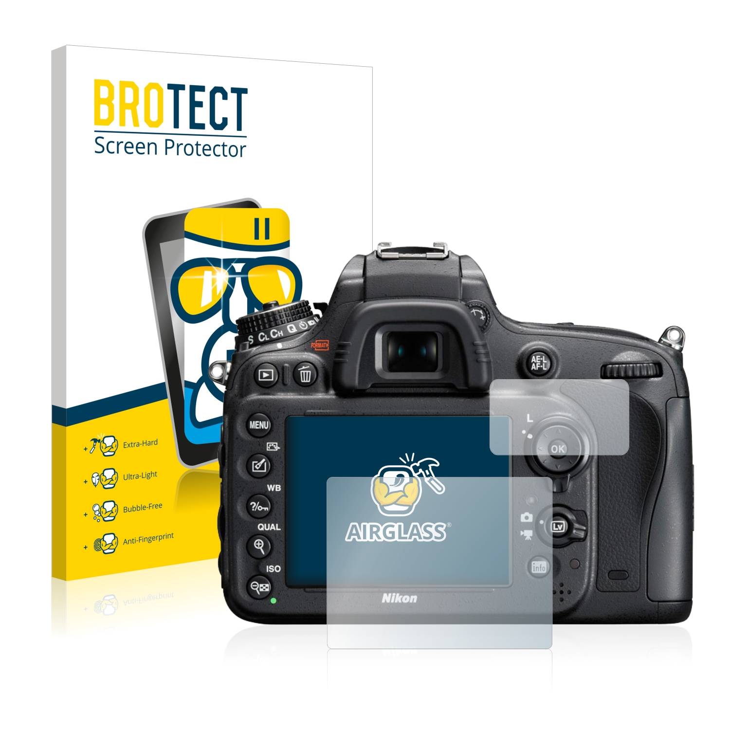 BROTECT AirGlass Glas Panzer-Folie für Nikon D610 - Schutzglas