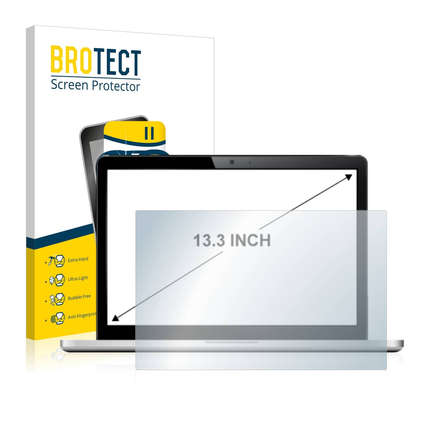 BROTECT AirGlass Glas Panzer-Folie für Notebooks mit 13.3 Zoll Displays [285 mm x 180 mm, 16:10] - Schutzglas