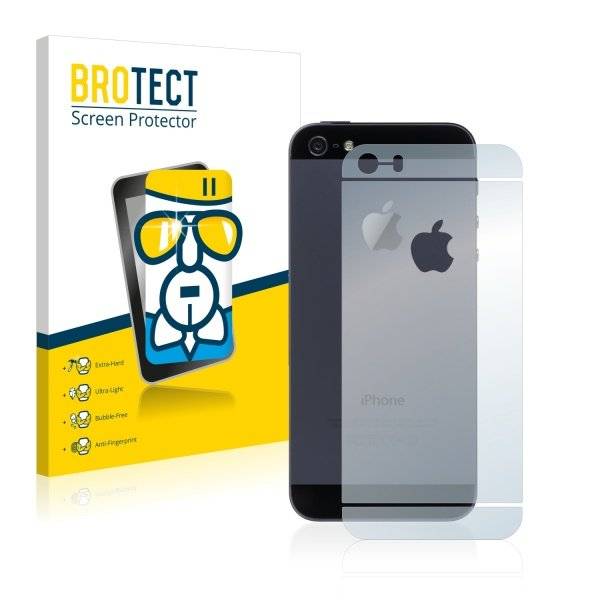 Panzerglasfolie Klar für Apple iPhone 5S Rückseite (gesamte Fläche + LogoCut)