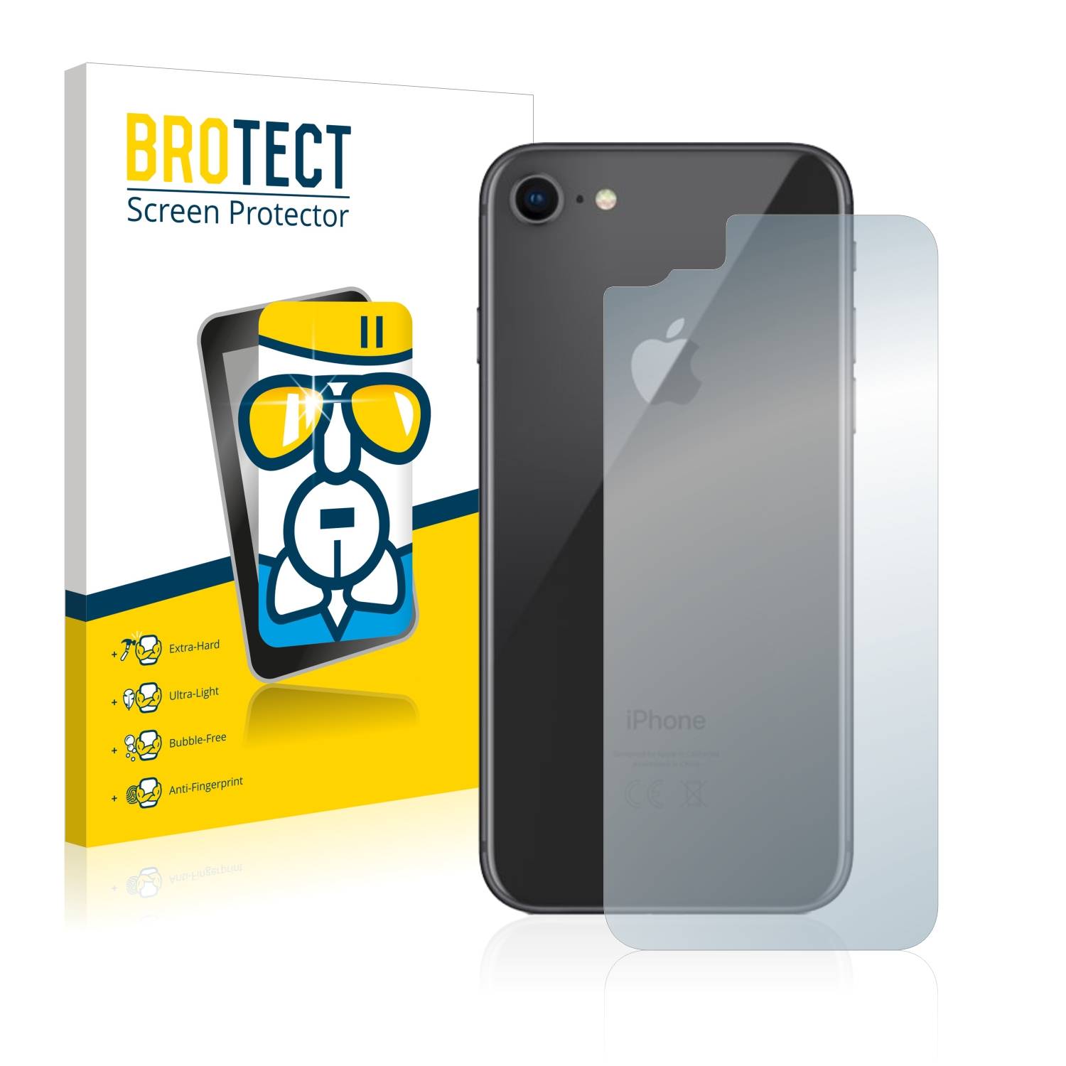 BROTECT AirGlass Glas Panzer-Folie für Apple iPhone 8 (Rückseite) - Schutzglas
