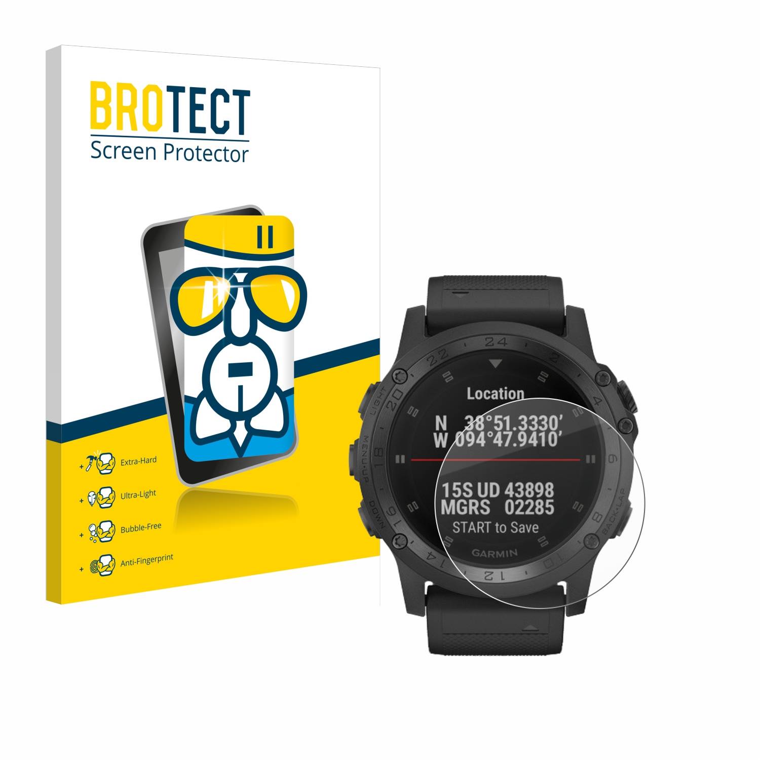 BROTECT AirGlass Glas Panzer-Folie für Garmin Tactix Charlie - Schutzglas