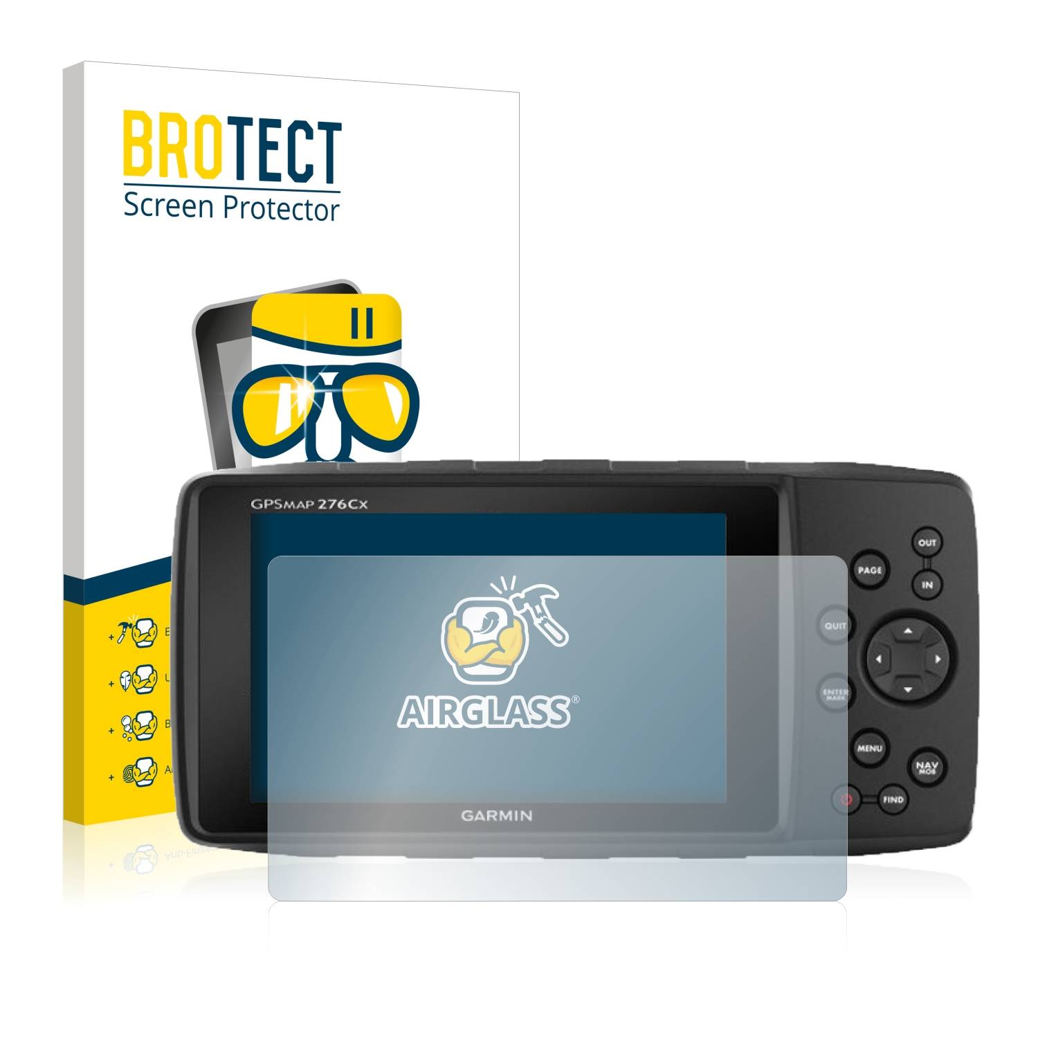 BROTECT AirGlass Glas Panzer-Folie für Garmin GPSMAP 276Cx - Schutzglas