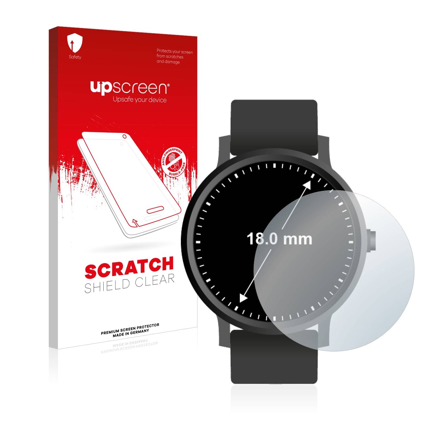 upscreen Scratch Shield Schutzfolie für Armbanduhren (Kreisrund, ø: 18 mm)