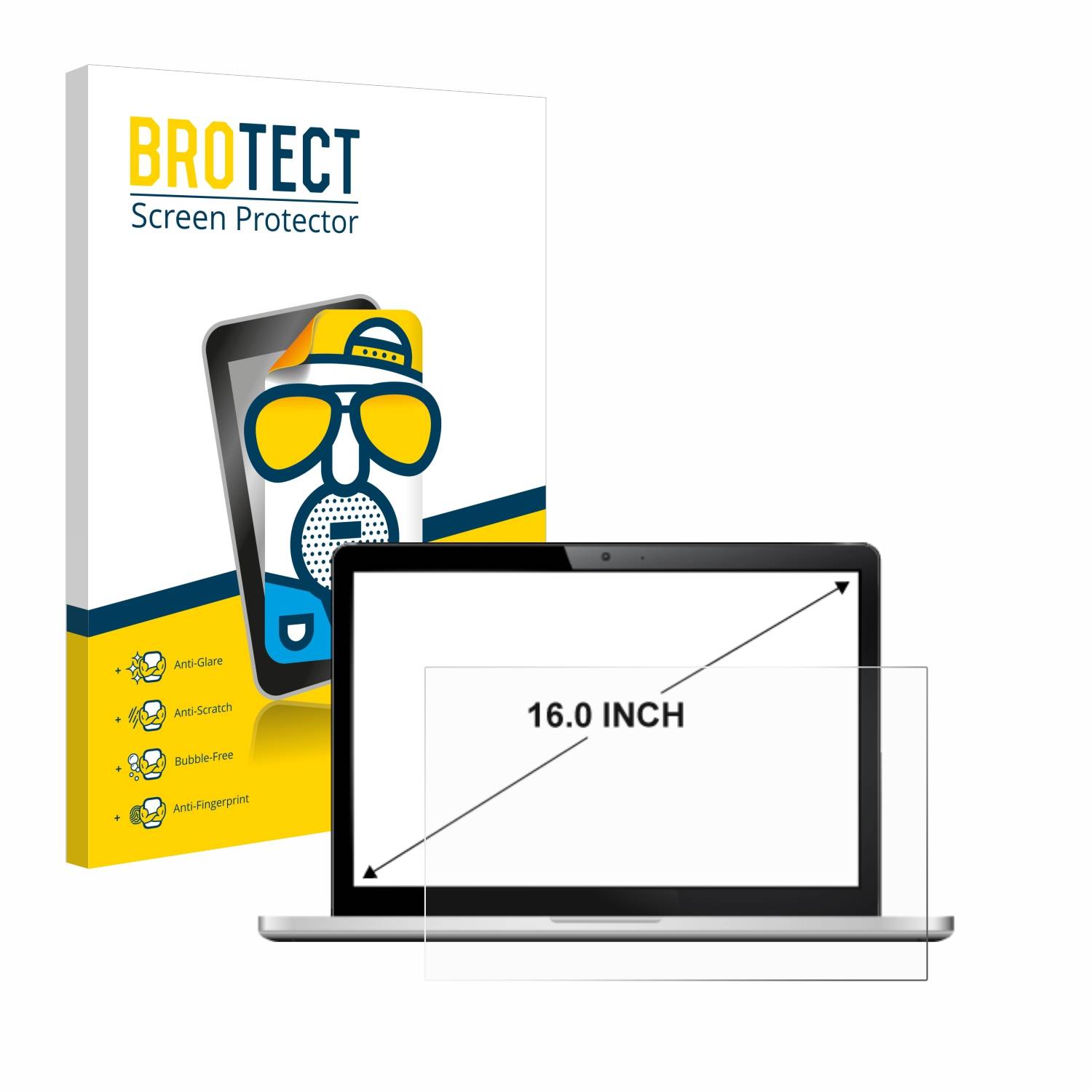 BROTECT Entspiegelungs-Folie für Notebooks mit 16 Zoll Displays [354 mm x 199 mm, 16:9]