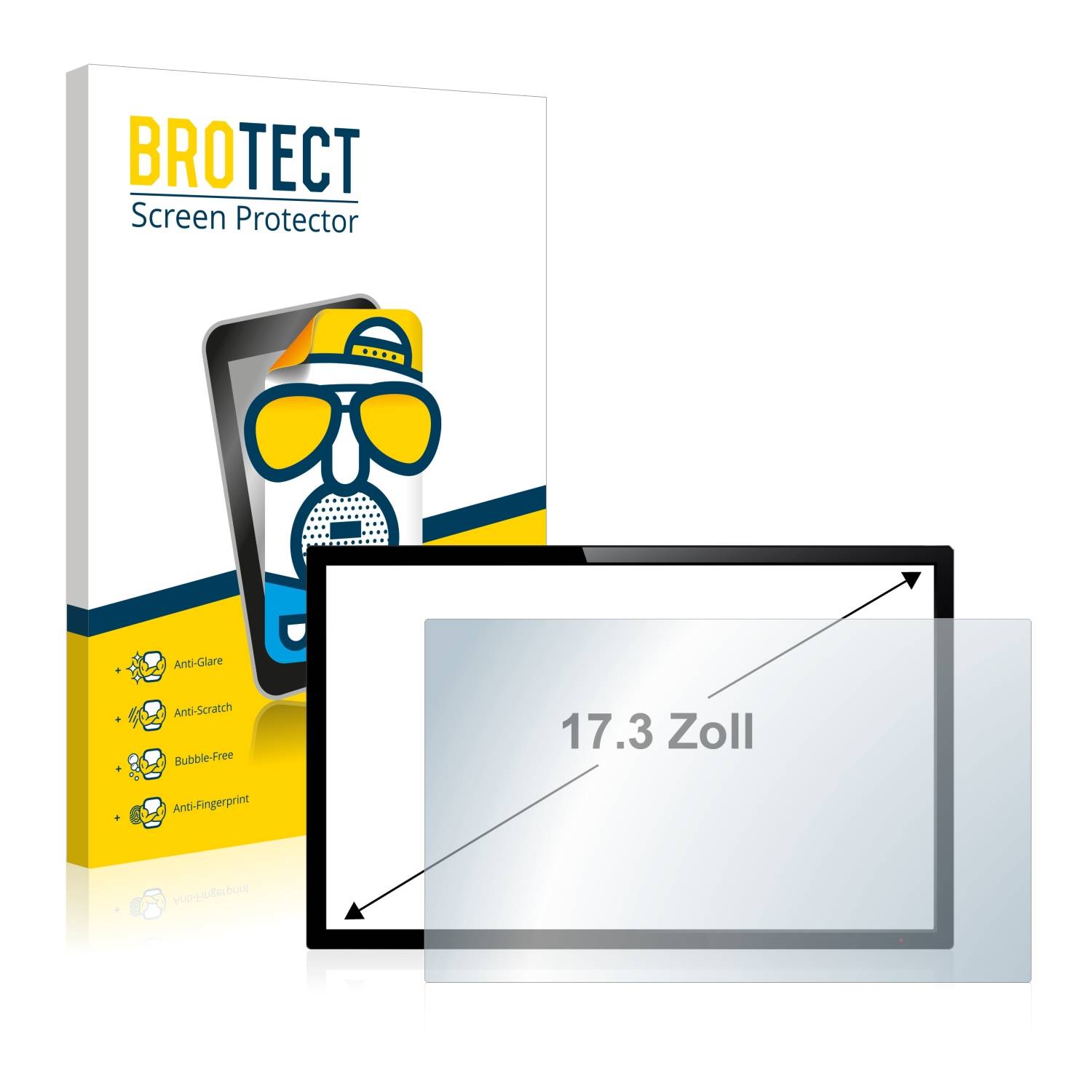 BROTECT Entspiegelungs-Folie für Touch-Panel PCs mit 17.3 Zoll Displays [383 mm x 215 mm, 16:9]