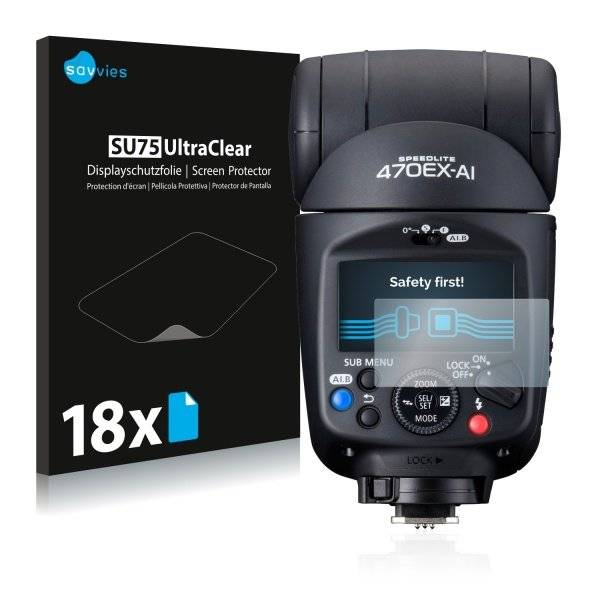 18x Savvies SU75 UltraClear Displayschutzfolie für Canon Speedlite 470EX-AI