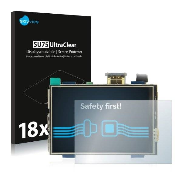 18x Savvies SU75 UltraClear Displayschutzfolie für Raspberry Pi Touchscreen 3.5
