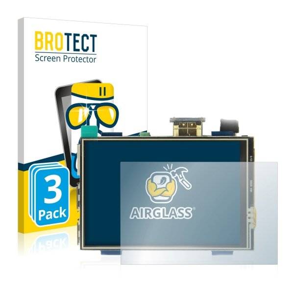3x BROTECT® AirGlass® Premium Panzerglasfolie Klar für  Raspberry Pi Touchscreen 3.5