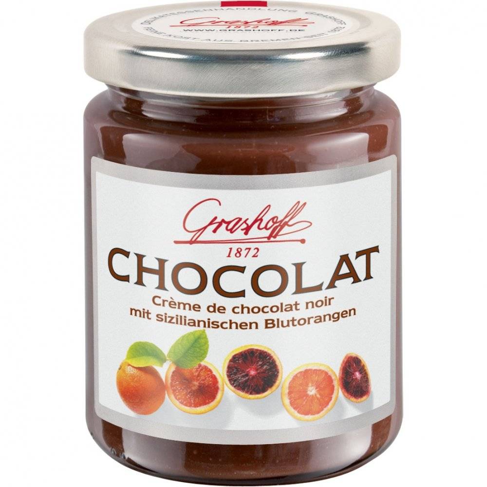 Grashoff Chocolat Crème de chocolat noir mit sizilianischem Blutorangenöl 250g Inhalt: 250g