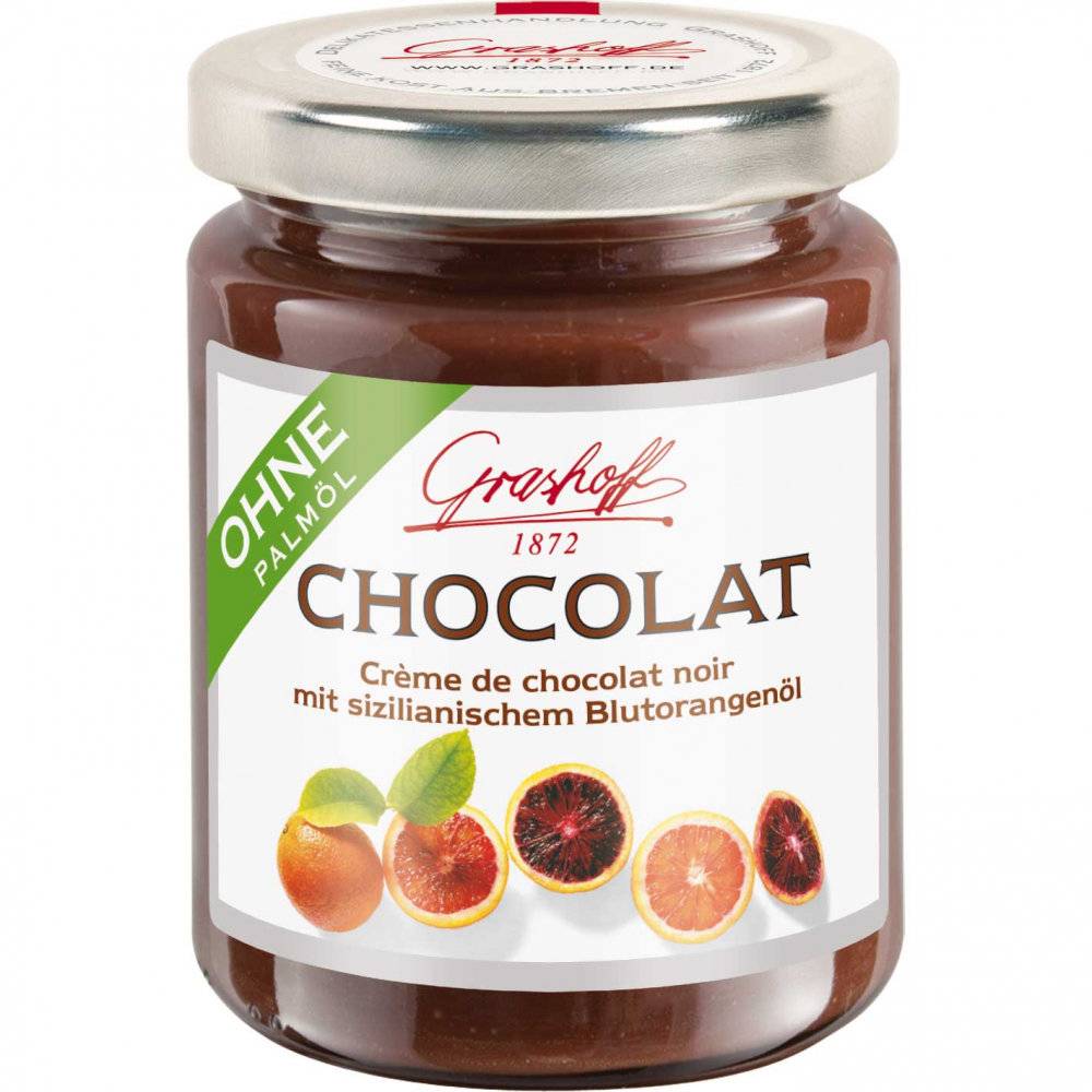 Grashoff Chocolat Crème de chocolat noir mit sizilianischem Blutorangenöl 250g Inhalt: 250g